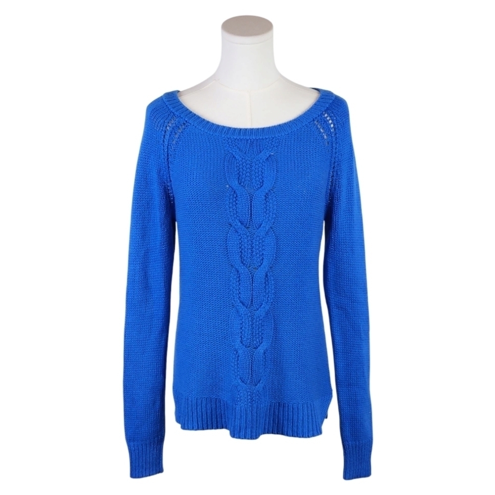 APT. 9 Royal Blue Cable Knit Scoop Neck Sweater Size Small Acrylic Cozy